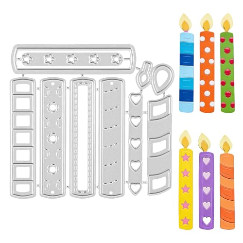 Candles Die Cuts for Card Making, Metal Scrapbooking Die-Cuts Happy Birthday Embossing Stencils Template for DIY Scrap-Booking Decor Wedding Birthday Blessing...