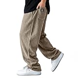 Generico Herren Baggy Hose Japanische Samuraihose Breite Hose mit geradem Bein Steampunk für Freizeit und Arbeit Arbeitshose für Outdoor Pants Harem Gothic Fitness, Kaki, S