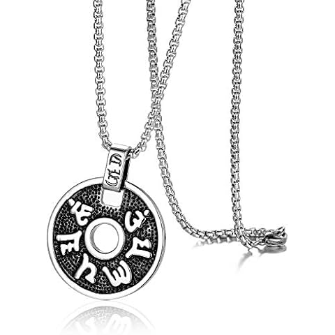 FPHNUY Men's Stainless Steel Tibetan Buddhist Mantra Om Mani Padme Hum Prayer Pendant Necklace Cover
