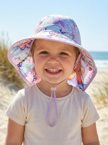 Image of icolor Kids Sun Hat UPF50+ Sun Protection Bucket Hat Toddler Summer Beach Play Hats with Neck Flap for Girl Boy Ages 3~10