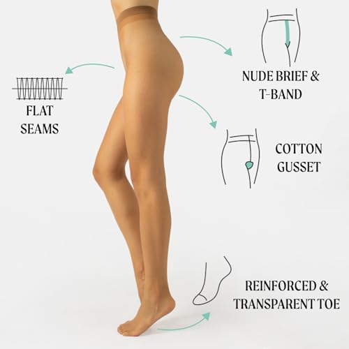 CALZITALY Womens tights, Sheer Nylons, Summer Pantyhose, Stockings 8DEN, Natural, Natural Tane, S, M, L, Made in Italy (L, NATURAL TAN)2
