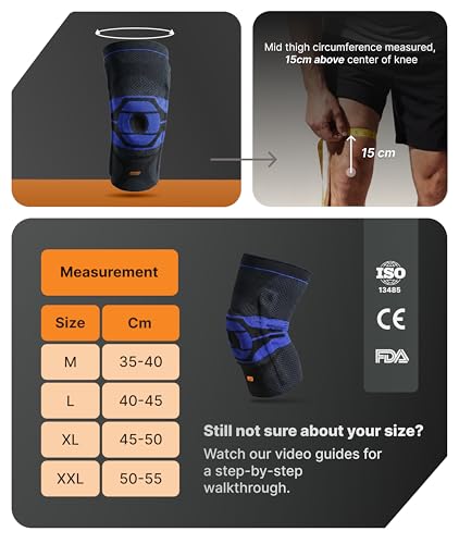 Image of Knee Caps For Men & Women, Knee Brace Ultima with Patella Gel Pads & Side Stabilizers, Knee Support for Arthritis, Pain Relief, Sports & Workouts, injury Recovery, Knee Pads - Black, Medium,1 Pc