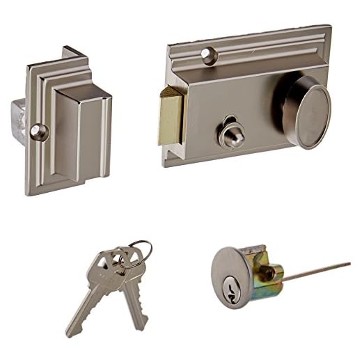 Defiant 1-3/8 in. x 2-3/8 in. Single Cylinder Satin Nickel Deadlatch Lock