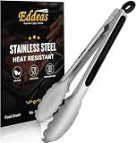 Eddeas Kitchen Tongs - 9 inch Heavy Duty Food Tongs, Ergonomic Grip Superior Stainless Steel and Non-Slip Heat Resistant handle - Perfect for Cooking, Salad, Grilling, Barbecue,Dishwasher safe