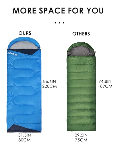 image for JEAOUIA Sleeping Bag for Kids Adults Boys Girls Youth, Cold&Warm Weath