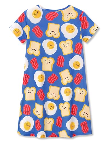 Topgal Teen/Little Girls Nightgown - Summer Short Sleeves Trendy Tie-Dye Butterfly Breakfast Nightdress Pajama Size 6-162