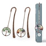BENOSPACE 2 Pcs Tree of Life Bookmark Metal Religious Bronze Star Sun Moon Bookmarks Vintage 7 Chakr