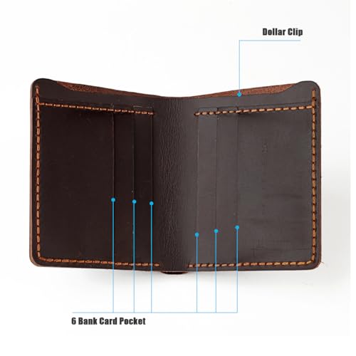 Hand-made vintage leather bifold wallet, compact card bag, suitable for men and women (8031-coffee)2