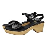 Oh! My Sandals 5377 Sandalias de piel para mujer, color negro, planta suave, tacón de 6cm, sandalias de verano, hechas en España MUJER SANDALIAS TACÓN NEGRO 39