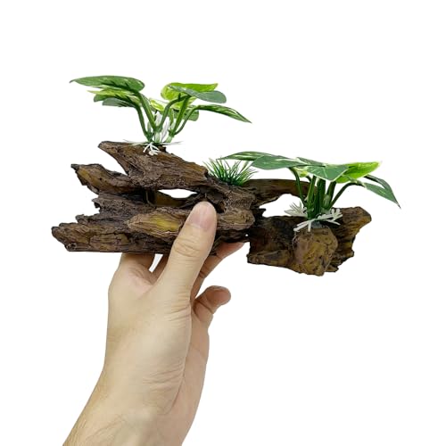 Image of Fish Tank Decorations Aquarium Decor Ornaments Betta Silk Leaf pad Hammock Artifical Driftwood Cave Goldfish Bowl Accessories (Type-B)