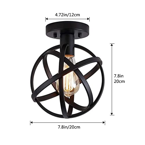 Plafonnier industriel vintage en métal noir de qualité supérieure E26 - 2