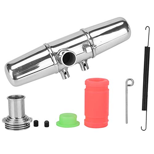 Keenso Rc Car Exhaust Pipe, 18001P Upgrade Aluminum Alloy Dual Exhaust Joint Tubing Engine Parts For Hpi Savage 4.6/5.9 1/8 Nitro Car #TOP2