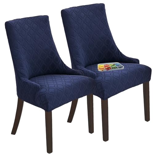2 Packs Wingback Chair Cover Slipcover Strength Armless Dining Chair Covers Waterproof Arm Chair Accent Chair Protector Cover for Dining Room Banquet Home Decor (Navy)