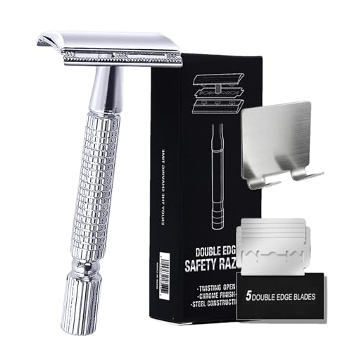 Herramienta de afeitado para hombre, maquinilla de afeitar manual de doble filo, maquinilla de afeitar de seguridad clásica, dispositivo de afeitado para hombre con juego de recambio, para un afeitado