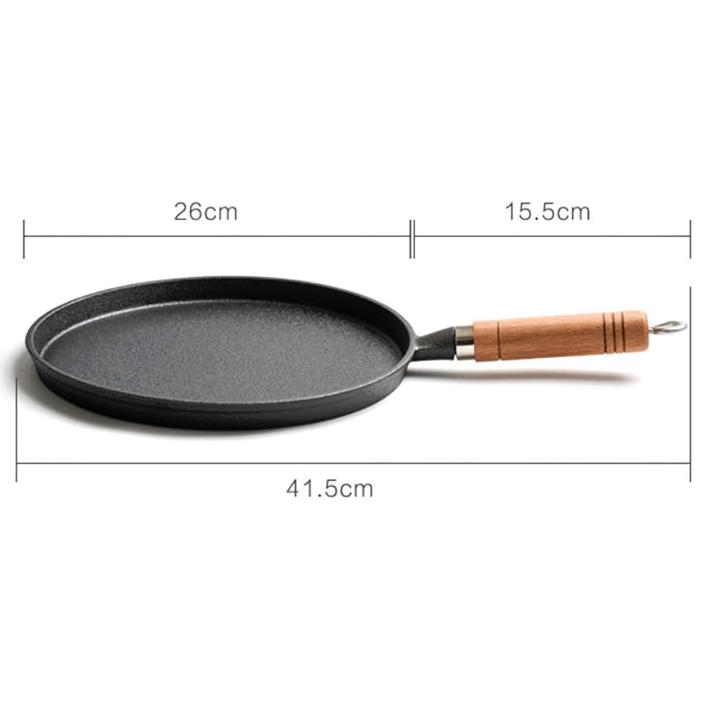 Hierro fundido grueso sin sartén de 26 cm para cocinar crepes de panqueques