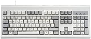 perixx PERIBOARD-106M Wired Performance Full-Size USB Keyboard, Curved Ergonomic Keys, Classic Retro Gray/White Color, Pan-Scandinavian QWERTY