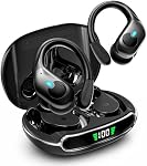 Bouds d'oreilles annulant le bruit actif, Ecouteurs sans fil avec microphone d'écoute, 80hrs Écouteurs Bluetooth Casques Double Affichage Batterie Stéréo Basse Earphone IPX7 Casque étanche pour entraînement/sport
