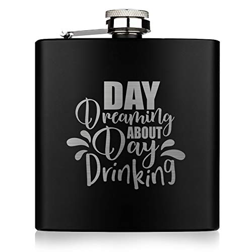 Geschenkfreude Hip Flask Black 180 ml Hip Flask Black 6 oz I Funny Hip Flask I Alcohol Bottle I Personalised with Engraving Gift for Men and Women Father's Day Saying