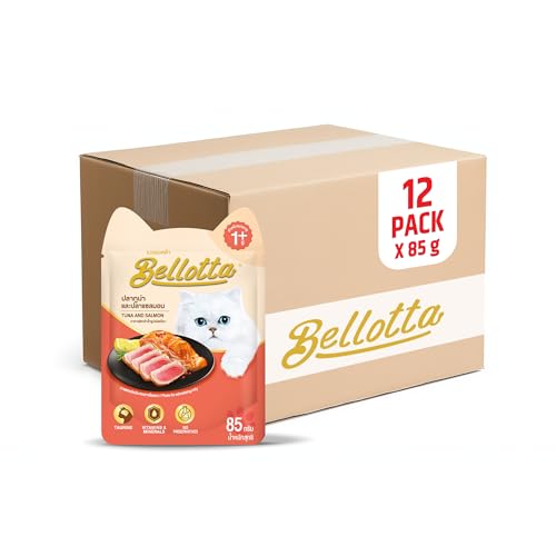 Bellotta Wet Food for Cats and Kittens, Tuna and Salmon, 85 g (Pack of 12) DOGSNCATS