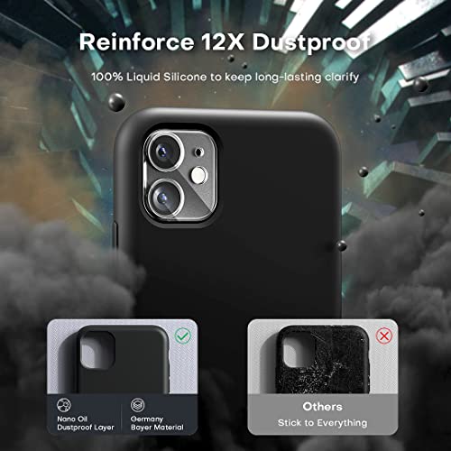 Tocol [5 In 1 Designed For Iphone 11 Case, With 2 Pack Screen Protector + 2 Pack Camera Lens Protector, Liquid Silicone Slim Shockproof Cover [Anti-Scratch] [Drop Protection], Black #TOP3