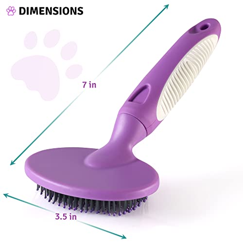 Round Bristle Pet Brush For Dogs And Cats - Gentle Grooming For Short Or Long Hair - Soft Tool For Sensitive Skin Removes Dander, Dirt, And Detangles - Purple #TOP4