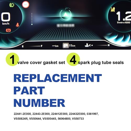 Image of Engine Valve Cover Gasket & Grommets, Compatible with Elantra 11-19, Sonata Hybrid 16-19, Tucson 15-19, Forte 14-16, Optima 17-19, Soul 12-19, Replace OE# 22441-2E000,VS50824R