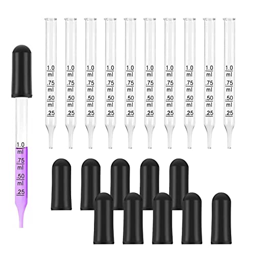 Pipette Graduée,Pipette Compte Goutte,Pipette Graduée 1ml,Pipette Verre,Graduées Dropper,Compte-Gouttes en Verre,pour Médicaments,Huiles Essentielles,Laboratoire,1 ml,10PCS