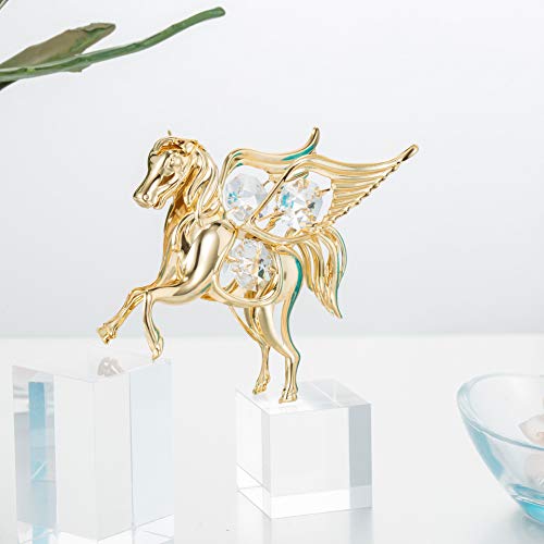 Matashi Crystal Studded Mythical Flying Winged Pegasus Horse Hanging Christmas Tree Ornament Figurine, Gift Boxed With Storage Pouch, Holiday Decoration #TOP4