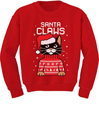 Santa Claws Cat Ugly Christmas Sweater Youth Kids Sweatshirt Santa Claws Cat Ugly Christmas Sweater Youth Kids Sweatshirt