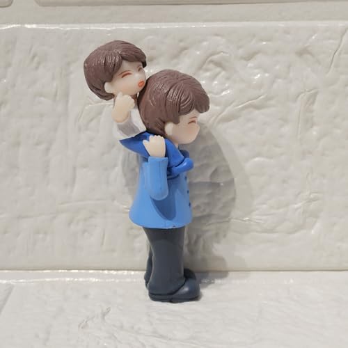 Image of Miniature Cute Father Son Figurine PVC Showpiece for Home Decor Miniature Garden Dollhouse Accessory Fairy Garden Decoration Collectible Gift