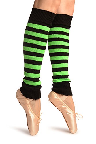 LissKiss Neon Green & Black Stripes Dance/Ballet Leg Warmers - Leg Warmers2