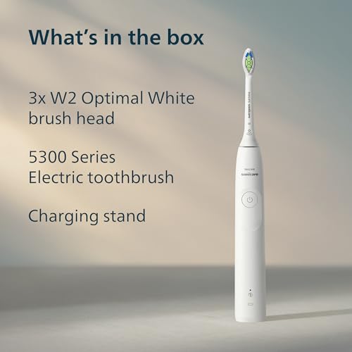Philips Sonicare 5300 Electric Toothbrush, Sonic Toothbrush with 2 Intensity Levels, Pressure Alert, EasyStart, SmarTimer and BrushPacer, White, Model HX7108/04 [New Technology]
