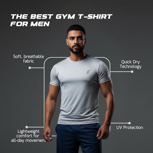 Image of Round Neck Moisture Absorbing Performance Half Sleeve Slim Fit T-Shirt for Men | Quick Dry Technology | Light Weight & Breathable Fabric | Ideal for Indoor & Outdoor Physical Activity