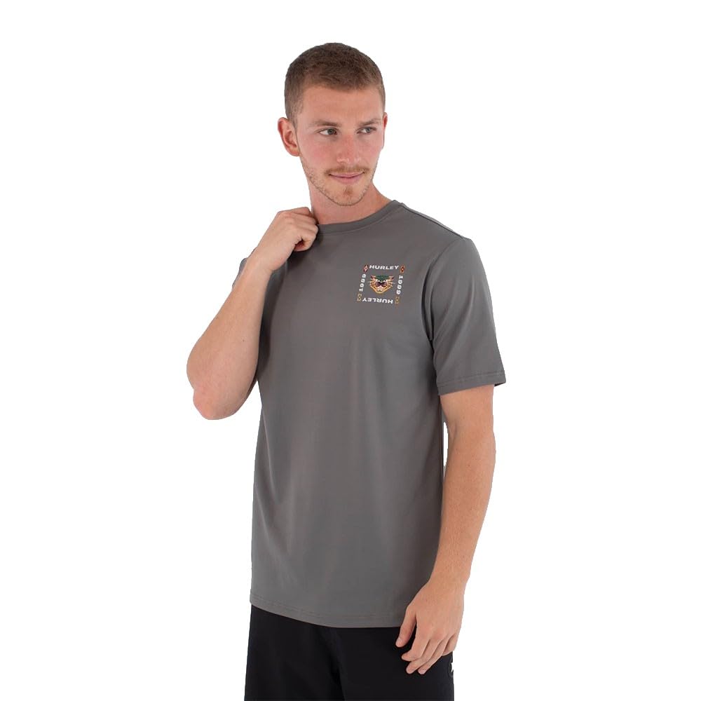 Hurley Mens Short-Sleeved Surf Lycra Bolud T-Shirt, Grey, S EU