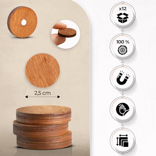 Imanes decorativos redondos de madera, pack 12 unidades miniatura 2