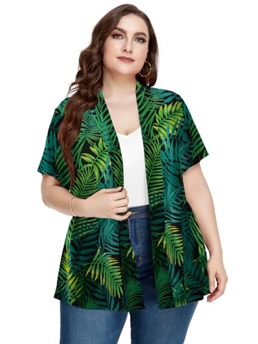 Image of LARACE Short Sleeve Cardigans for Womens Summer Tops Casual Plus Size Open Front Lightweight Cover Up