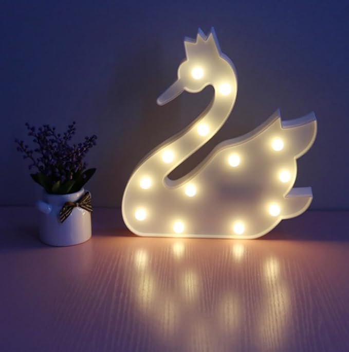 xiao Star Marquee Sign Lights, LED Marquee LightsSign Marquee Night Light for Kids Room Lamp Battery Operated (White Swan) โ image 1