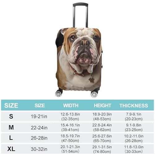 English Bulldog Luggage Cover, Washable Elastic Suitcase Cover Protector Fit 18-32 Inch Luggage2