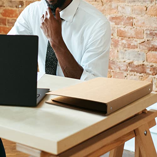 A4 Kraft Binder 3-Holds Round Ring Binder 2 Pack, Durable Binding Hard Cover Protector For Journal,Notebook,Inserted Sheets And Refill Paper,Fit For A4 3-Hole Paper,Holds 200 Sheets Capacity (A4 Size) #TOP5