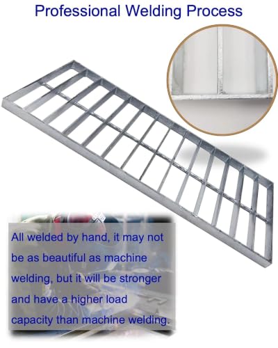 Image of Galvanized Steel Drain Grate, Driveway Channel Cover 20x8 in