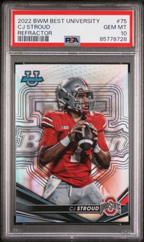 Graded 2022 Bowman Best University CJ Stroud #75 Refractor Rookie RC Football Card PSA 10 Gem Mint
