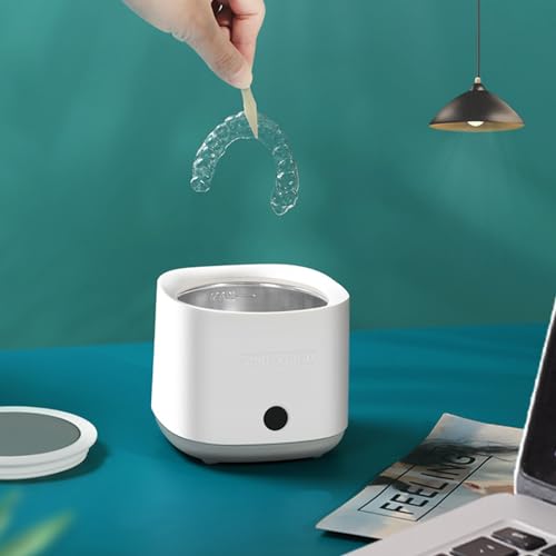 Pulitore ad ultrasuoni per protesi, bretelle invisibili con coperchio a vista, 42000HZ ad alta frequenza, bacino in acciaio inox, per gioielli, occhiali