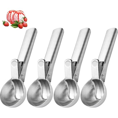 La Mejor Lista de Cuchara para servir helado los más solicitados. 43 Cuchara para Helado, 4 Unidades Cuchara Helado con Mecanismo de Liberación, Acero Inoxidable 18.3 x 5 cm para Postres y Cocina, Ideal para Helados, Ensaladas de Frutas y Puré de...