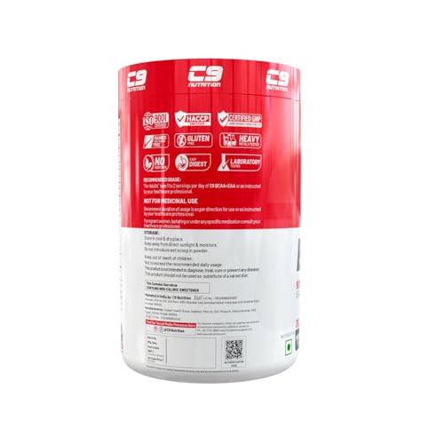 Image of C9 NUTRITION BCAA + EAA Powder | Sugar Free Workout Muscle Recovery & Endurance Drink with 5000mg BCAA, 9000mg EAA, 500 mg L-Arginine | Amino Acid Supplements (30 Servings, Watermelon Flavour)