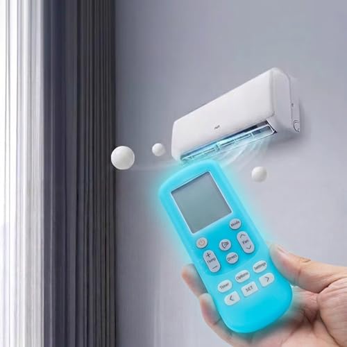 Image of Silicone Cover Compatible with Samsung Split Inverter Air Conditioner Remote Control, Shockproof, Stylish, Windfree 2026 Model Remote Cover - Glow in Dark Blue, Easy to find in Darkness