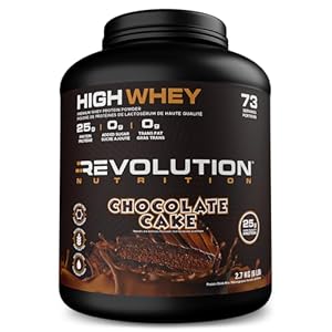 Revolution Nutrition, High Whey, Protein Powder 6LB, Whey Isolate, Superior Formula, Gluten Free, 25g of Protein Per Scoop, 2.7kg, 73 Servings (Chocolate Cake, 6 Pound)