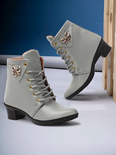 Image of KRAFTER Women's And Girls Classic Winter Suede velvet High heel Boots Casual, Outdoor and Holiday Outings