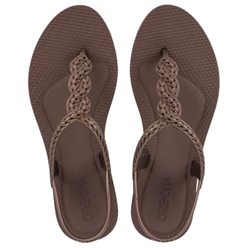 Sandália Rasteirinha Feminina Grendha Todo Dia Elegante Confortável Bronze (BR, Adulto, Numérico, 35)