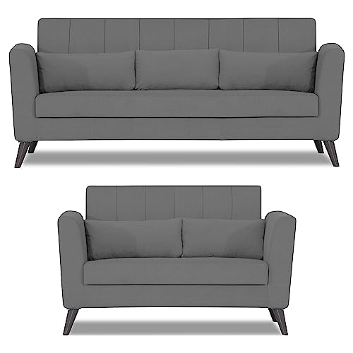 Image of Adorn India Daniel 3+2 5 Seater Sofa Set (Grey) (3 Year Warranty)