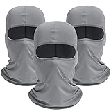 SUNLAND Balaclava Ski Face Mask Motorcycle Cycling Bike Bandana Hiking Skateboard Head Sock 3 Pack，Light Grey